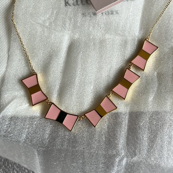 Kate Spade New York Bow Shoppe Row Necklace Pink Gold - Picture 9 of 11